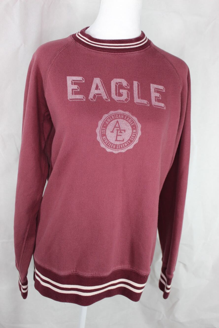 Vintage American Eagle sweatshirt spell out logo collegiate burgundy y2k 90s S